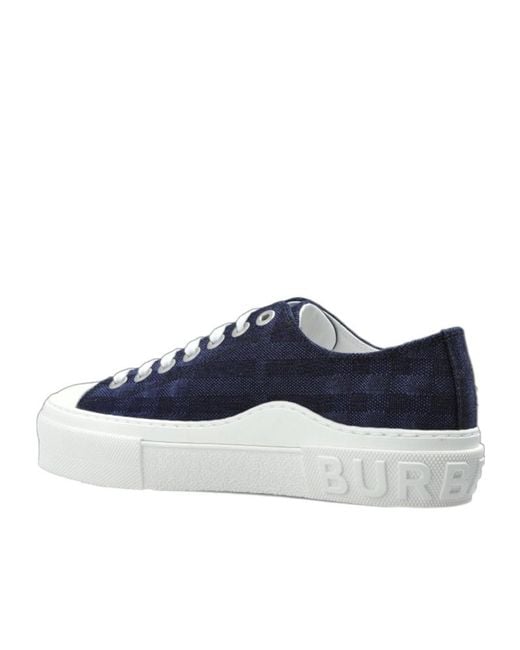 Burberry Blue Checked Low-Top Sneakers