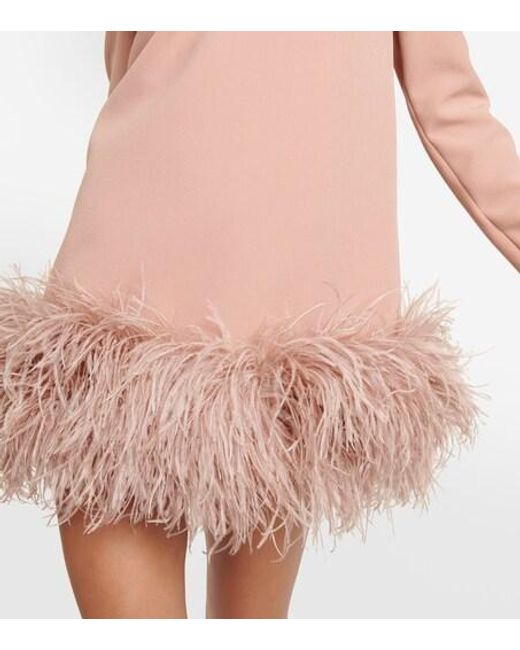 Safiyaa Pink Aleannah Feather-Trimmed Crêpe Minidress