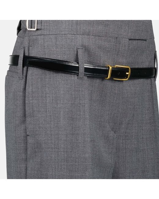 Prada Gray Belted Blend Trousers