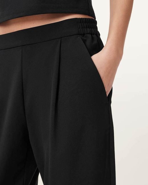 AllSaints Black Aleida Pleated Trousers