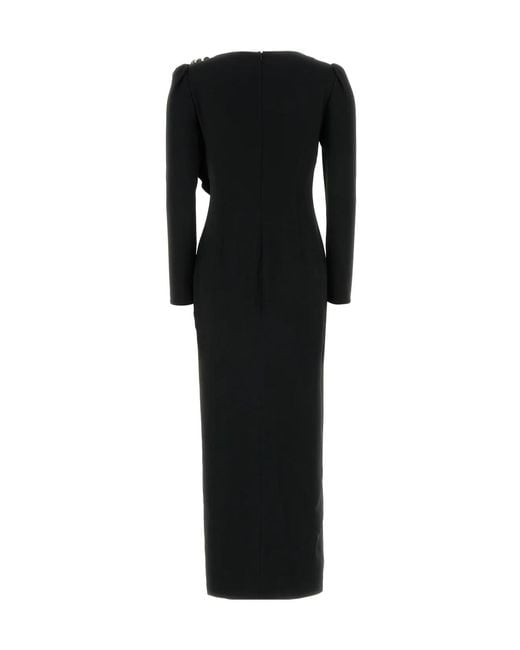 Alessandra Rich Black Draped Long Evening Dress