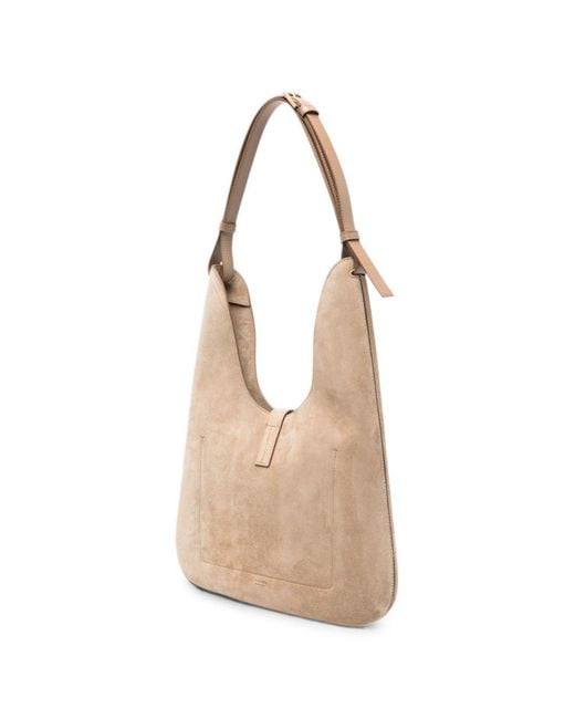 Tom Ford White T-Embellished Medium Suede Shoulder Bag
