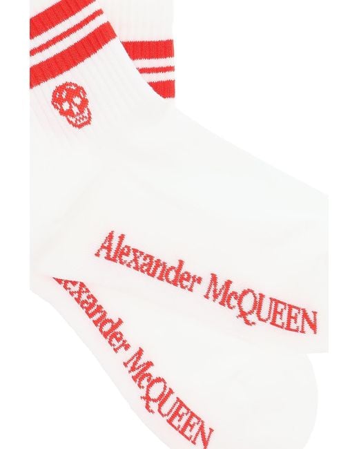 McQueen White Logo Intarsia Socks