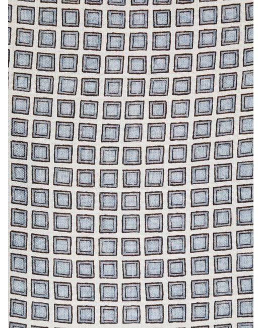 Brunello Cucinelli Gray Geometric-Pattern Printed Scarf for men