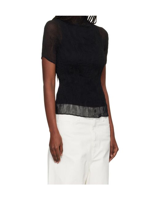 Issey Miyake Black Chiffon Twist Sheer Top