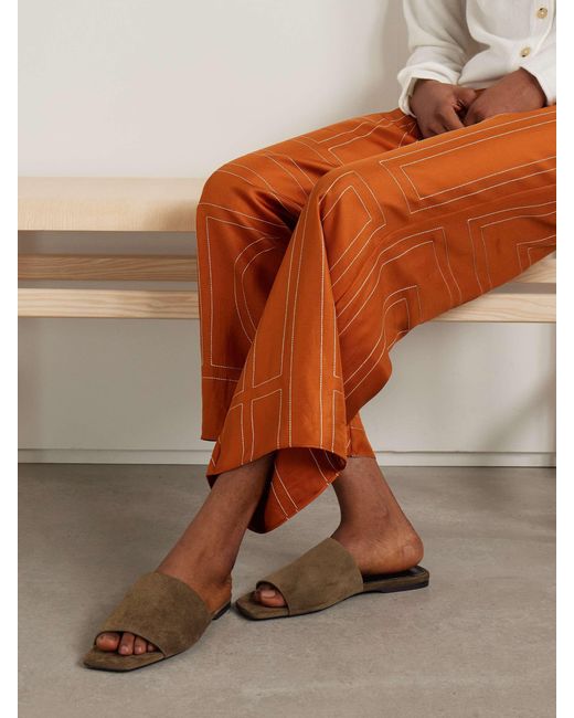 Totême  Brown Open-Toe Slippers