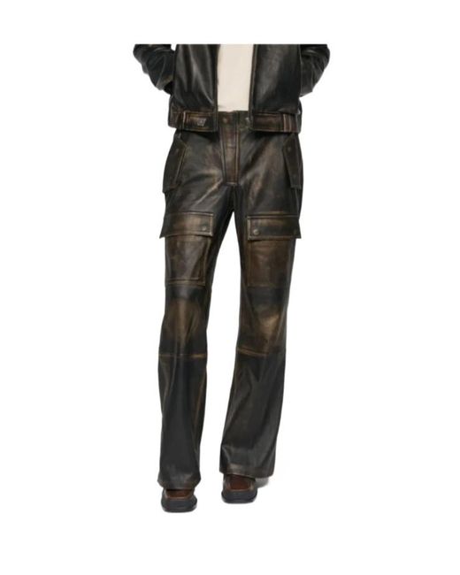 M I S B H V Black Vintage Leather Moto Pants