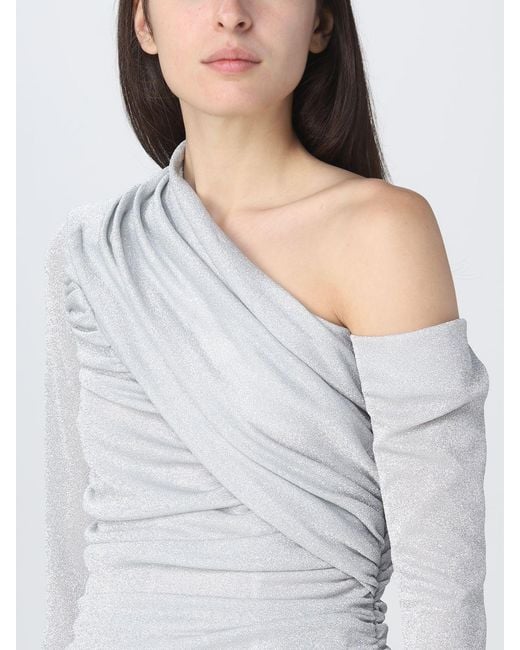 MSGM Gray Draped Straight Hem Top