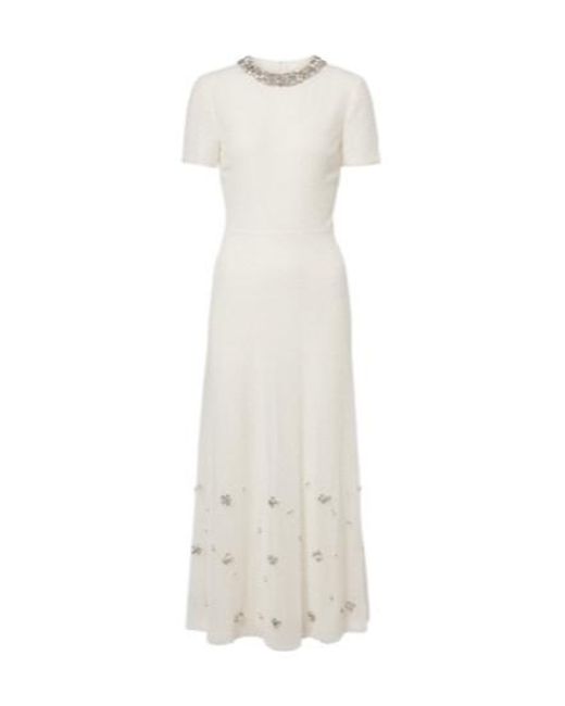Roland Mouret White Embellished Cocktail Dress
