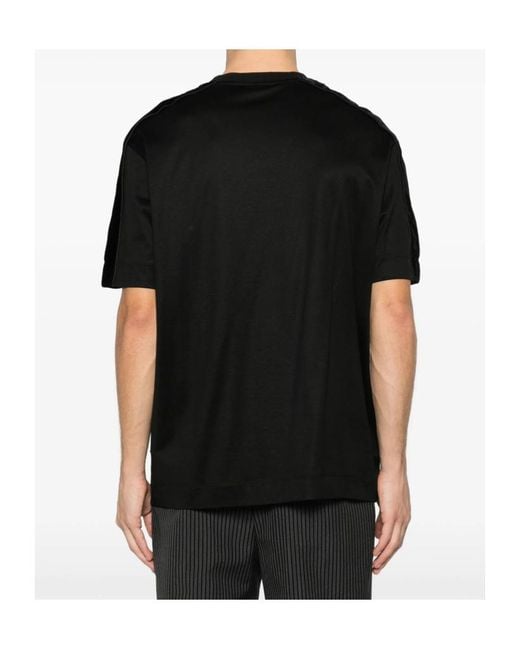 Emporio Armani Black Velvet-Panel T-Shirt for men