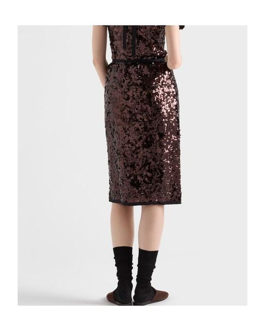Prada Black Sequin-Embellished Midi Skirt