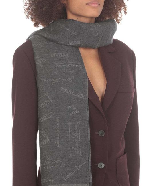Lanvin Gray Frayed Hem Scarf
