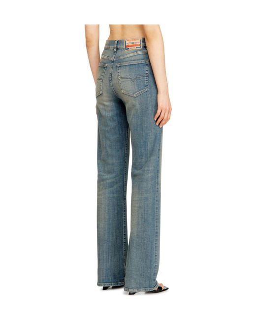 DIESEL Blue Logo Patch Straight Leg Jeans
