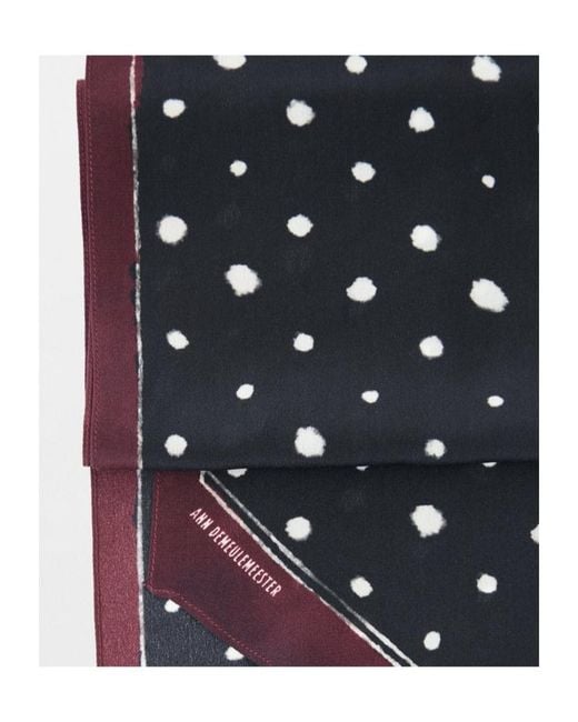Ann Demeulemeester Black Printed Silk Scarf for men