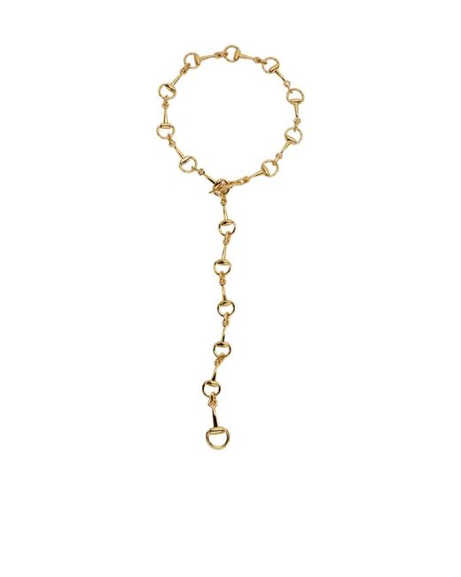 Gucci Blue Horsebit Lariat Necklace