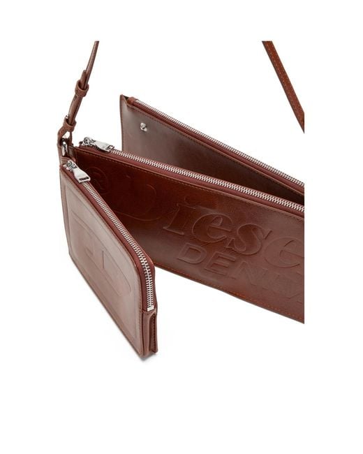 DIESEL Brown Flag-D-Modular Logo-Embossed Shoulder Bag