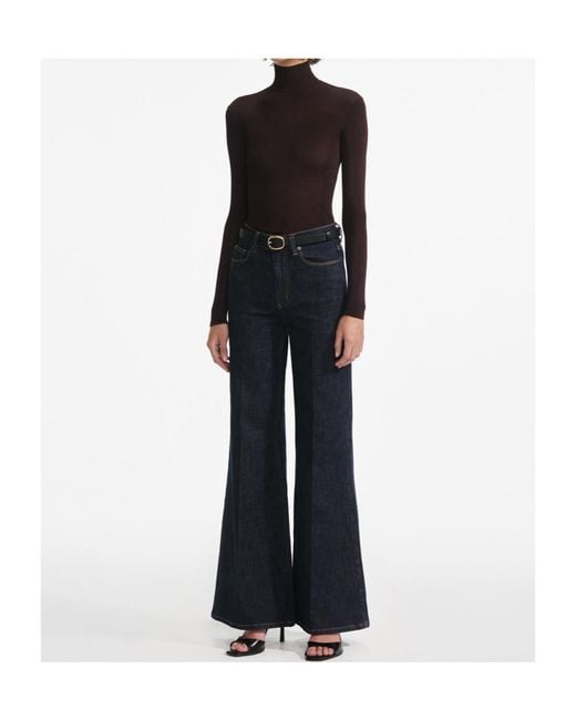Self-Portrait Black Turtleneck Fitted Top