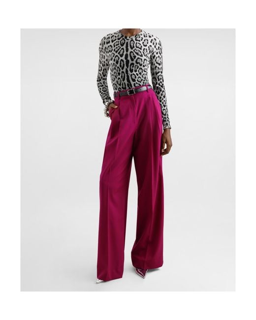 Dolce & Gabbana Red Pleat Wide-Leg Trousers