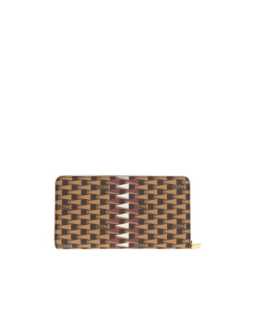 Bally Brown Monogrammed Zipped Wallet for men