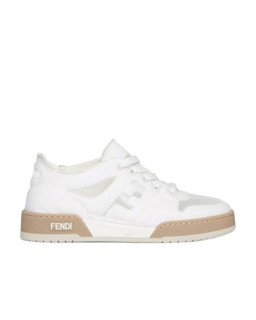 Fendi White Match Mesh Low Top Sneakers