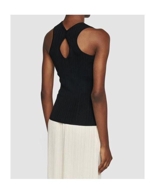 Joseph Black Keyhole Ribbed Top