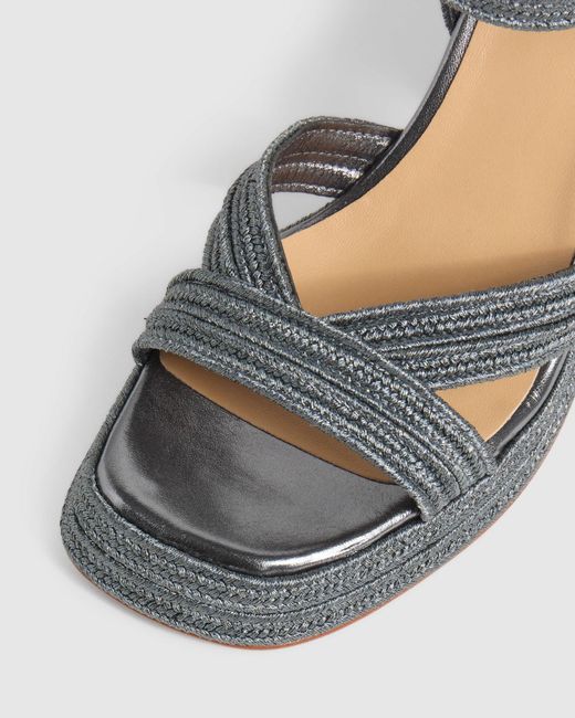Castaner Gray Castañer Valle Interwoven Metallic Slingback Sandals
