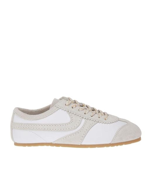 Dries Van Noten White Suede-Panelled Sneakers