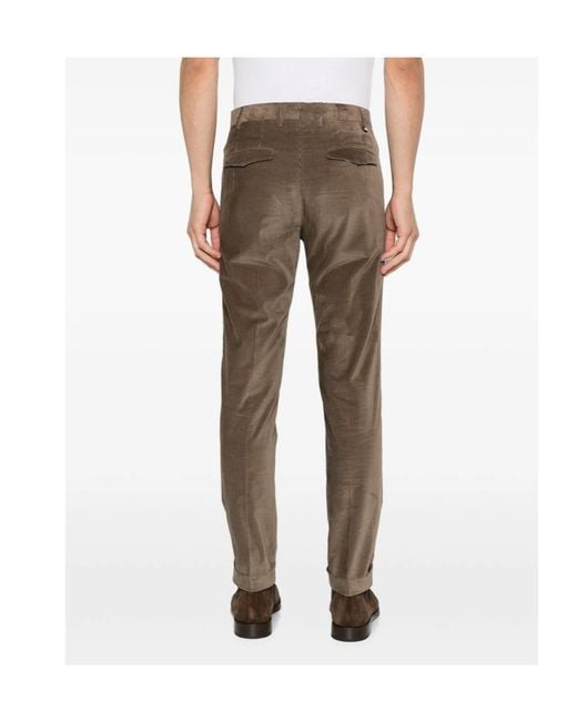 Pt Pantaloni Brown Casual Trousers With Belt Loops for men