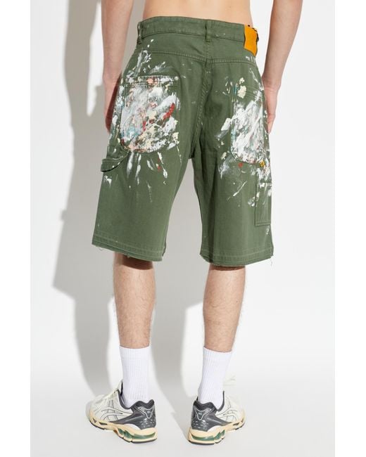 GALLERY DEPT. Green Denim Shorts With Belt Loops for men