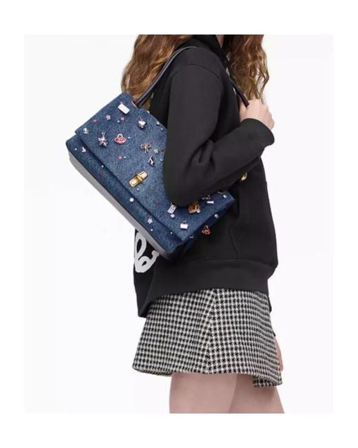 Marc Jacobs Blue The Trinket Charm Denim Large Dual Bag