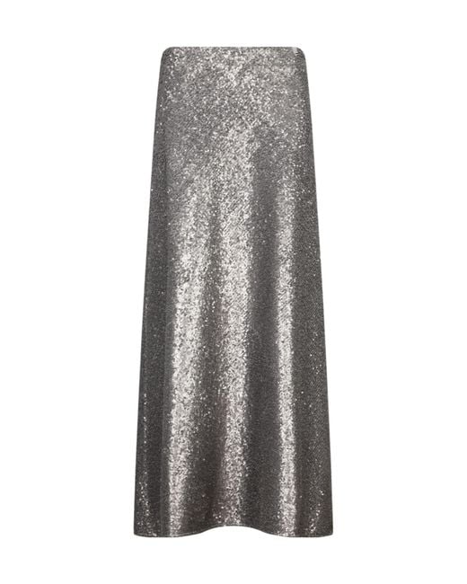 Herno Gray Sequin-Embellished Skirt