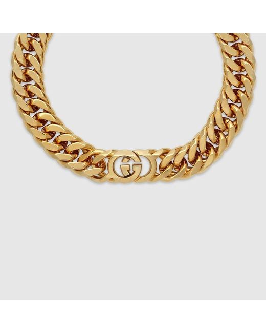 Gucci Metallic Interlocking Chain Necklace