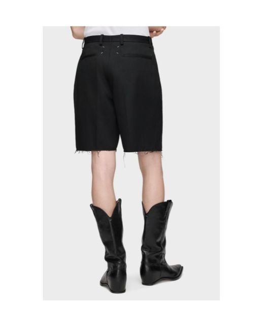 Maison Margiela Black Pleated Tailored Shorts for men