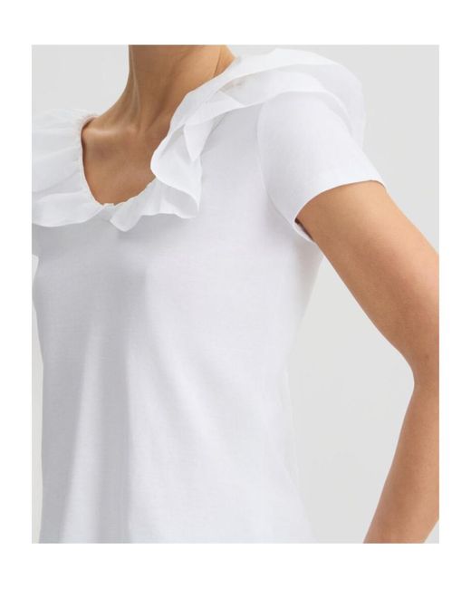Liu Jo White Ruffled Cotton T-Shirt