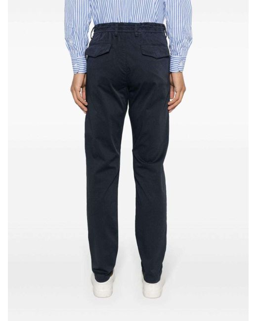 Eleventy Blue Drawstring-Waist Chino Trousers for men