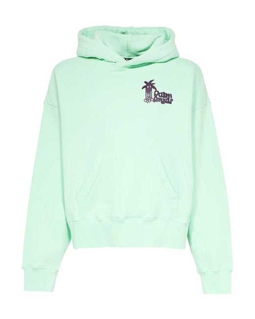 Palm Angels Green Douby Classic Fit Hoodie for men