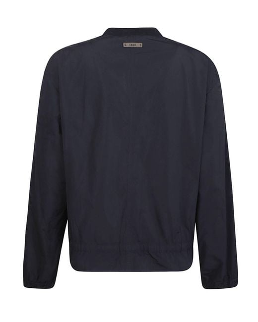 Peserico Blue Drawstring Hem Zip-Up Coat