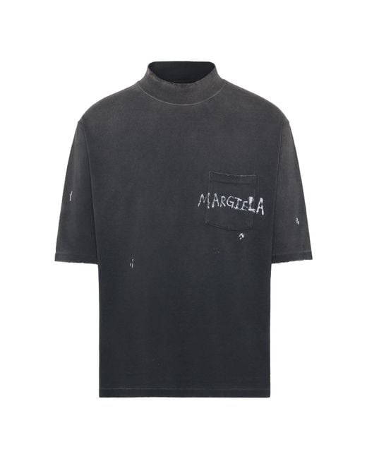 Maison Margiela Blue Graffiti Logo T-Shirt for men