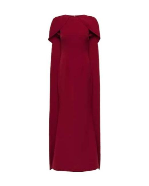 Safiyaa Red Ginkgo Caped Gown