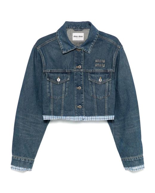Miu Miu Blue Washed Denim Blouson Jacket