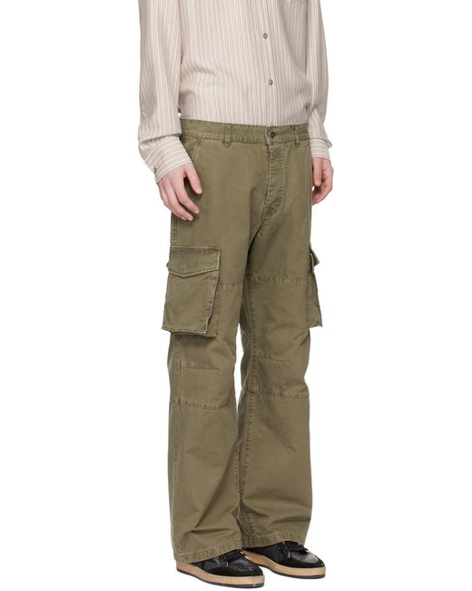 Golden Goose Deluxe Brand Green Cargo Pants With Wide Leg And Pockets for men