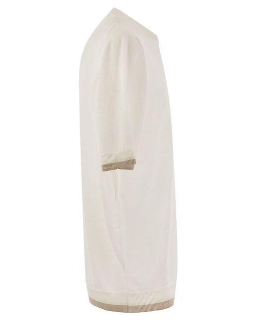 Peserico White Ribbed Hem T-Shirt for men