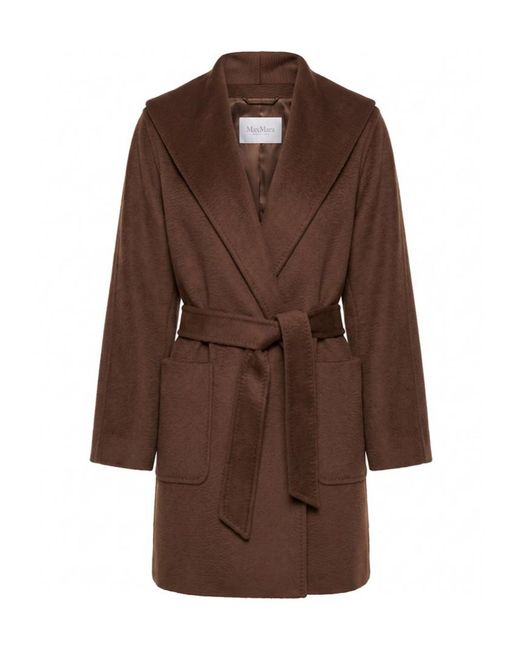 Max Mara Brown Rialto Hooded Belted Coat
