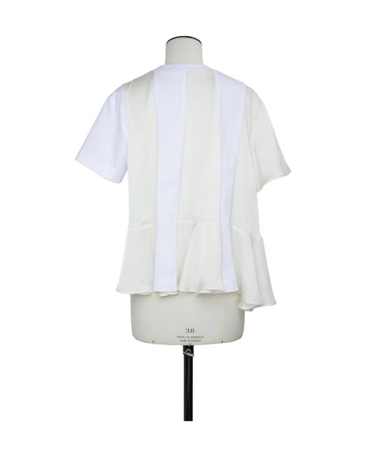 Sacai White Panelled Crewneck T-Shirt