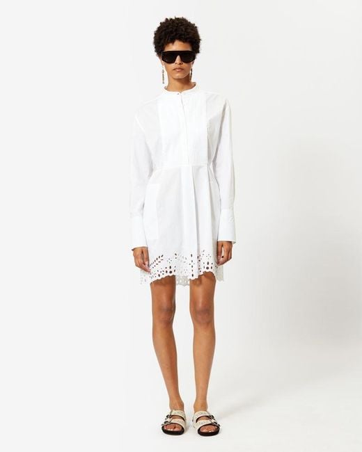 Isabel Marant White Isabel Marant Étoile Rheana Pleat-Detailed Shirt Dress