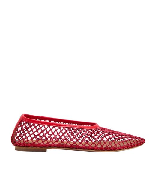 Staud Red Solid Color Woven Ballet Flats