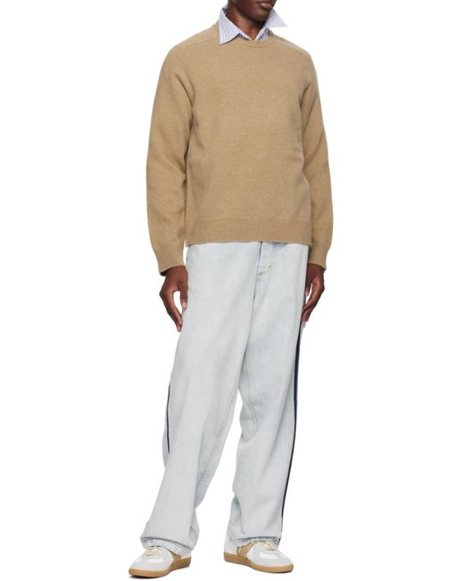 Maison Margiela Natural Long Sleeved Crewneck Jumper for men