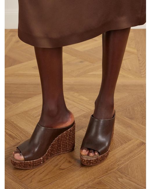 Brunello Cucinelli Brown Platform Wedge Espadrille Sandals