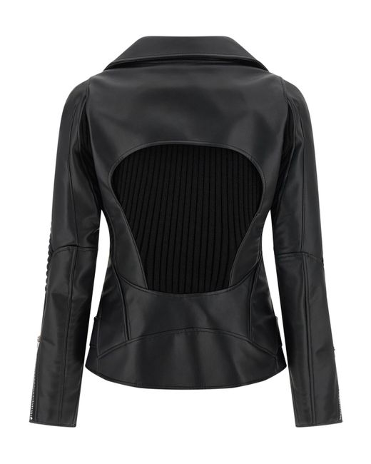 Junya Watanabe Black Paneled Zip-Up Leather Jacket