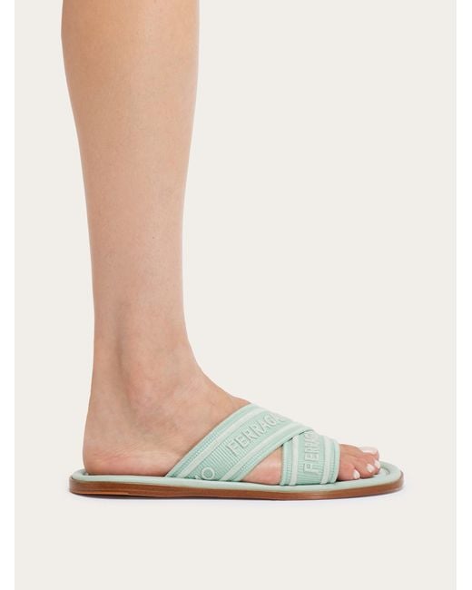 Ferragamo Green Logo Slippers
